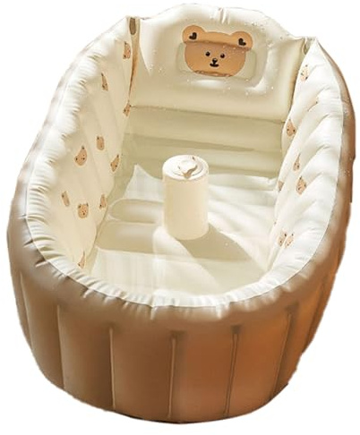 Poo4kark Home Aufblasbare Babybadewanne, rutschfeste Reise-Babybadewanne, eingebaute Luft, ergonomische aufblasbare Badewanne für Kleinkinder, faltbare aufblasbare Säuglingsbadewanne (E, 30x24x5cm)