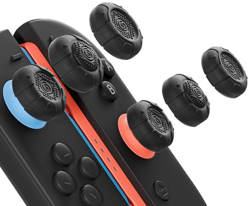 GeekShare G.S.Tac Edge Switch - Juego de 2 tapas de silicona para agarre para el pulgar, tapas antideslizantes compatibles con Switch 2025, 3 pares/6 piezas, color negro