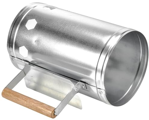 Abaodam Anzündkamin Mit Holzgriff Für Holzkohle Camping Grillkamin Aus Verzinktem Stahlblech Hitzebeständig Mit Luftlöchern Für Schnelle Entzündung Wiederverwendbar Für Grillabende Und Outdoor Camping