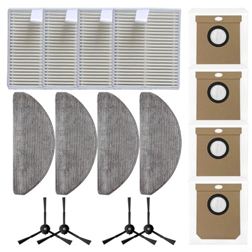 Jurtmy Vacuum Cleaner Replacement Accessories Kit Compatible for Hoover HG4 for Hydro Pro, Include 4 Filters, 4 Side Brushes, 4 Mop Cloths, 4 Dust Bags