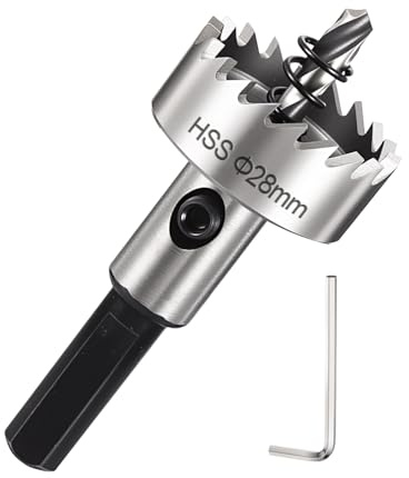DTGN 1-3/32 Hole Saw 28mm M2 High Speed Steel Hole Cutter Silver | Cutting Tool Good for Thin Stainless Steel/Alloy/Aluminium/Brass/Copper