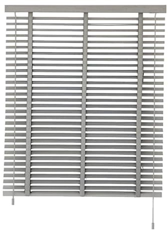 WZDXFNLD 5cm Slats Horizontal Wood Blinds for Indoor Windows 30 40 50 80 90 100 110 120 130 140 150 160 170 cm Width, Bedroom Privacy Wooden Venetian Blinds, Light Filtering Window Shades(Grey)