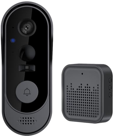 Qoukonao Videocitofono Senza Fili - Campanello Smart Wireless Con Videocamera,Conversazione Bidirezionale Avvisi Visitatori per Interno Esterno Negozio con Archivio Cloud Lavoro