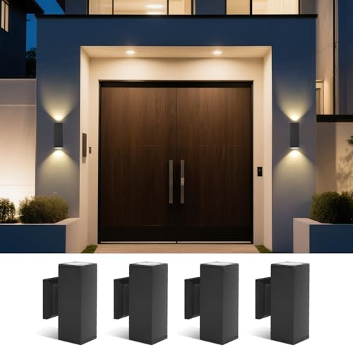 Aigostar Applique LED da Parete Esterno, Lampada da Parete Rettangolo Alluminio GU10, Impermeabile IP65 Luce Esterno per Patii, Giardini, Corridoi, Balconi, Vialetti, Lampadina non inclusa(4 pacchi)