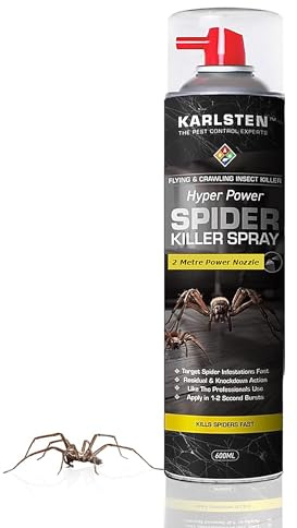 Karlsten Spider Killer Spray 600ml – Spider Spray with 2m Power Nozzle, Kills on Contact, Long Lasting Protection