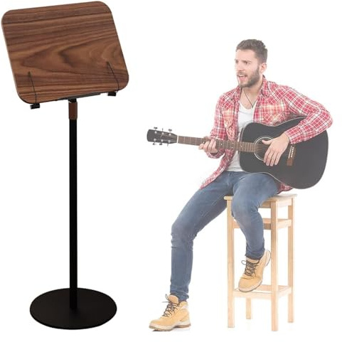 Bambus Notenständer, Holz Notenständer, Notenständer mit Federklemme, Dirigentenstation, höhenverstellbar