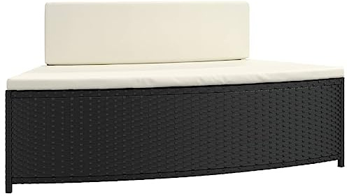 Nqyjm Lot de 2 bancs avec Coussins en polyrotin Noir - pour extérieur et intérieur - Terrasse