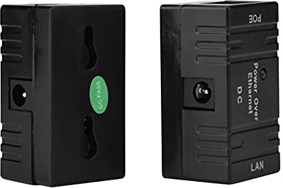 Ausla 2STK POE-Netzteilmodul, RJ45 Ethernet-Adapter POE-Injektor mit LED-Stromanzeige für Netzwerk-IP-Kamera Zugangskontrolle (Black)