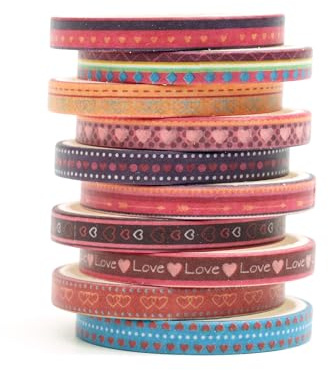 Songdao 10 rouleaux Washi Tape Set, Masking Tape Scrapbooking Ruban Adhésif Décoratif pour Arts, Bullet Journal, Bricolage, Emballage