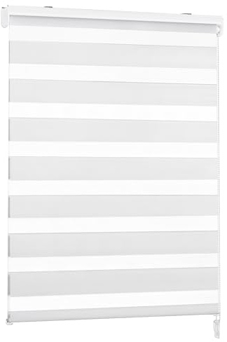 Victoria M. Doppelrollo für Fenster & Türen Duo-Rollo Lichtdurchlässig & Verdunkelnd mit Kettenzug Wand- o. Deckenmontage, 105 x 175cm, Weiss