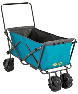 Uquip faltbarer Bollerwagen Buddy petrol I klappbarer Handwagen mit 100 kg Traglast I Transportwagen mit extra breiten Rädern I ideal für Ausflüge, Camping, Strand & Garten