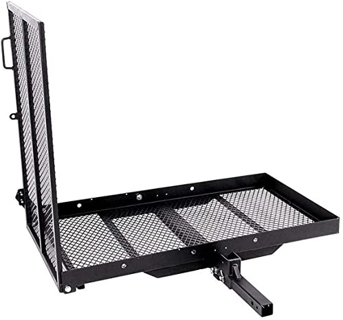 New Mobility Carrier Ramp Hitch Mounted 46.2 x 26.8 x 38.7 500 lbs for Wheelchair Electric Scooter Medical Disability with Rack Ramp Capacity Steel w/3 Rail Fit 2 Hitch Receiver SUV Truck Van Car
