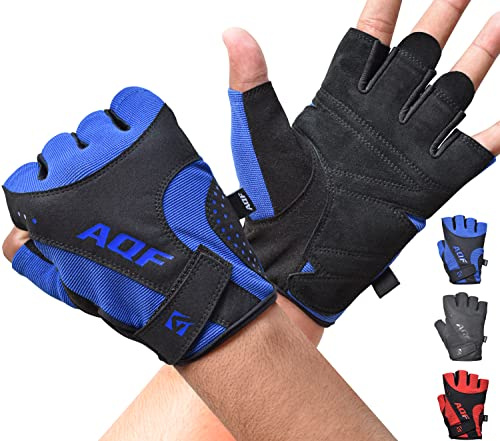 AQF Trainingshandschuhe Fitness Handschuhe Ultraleichte Fur Krafttraining Bodybuilding & Gym Workout Für Training, Fitness, Cross-Training Etc Herren & Damen (Blau, M)