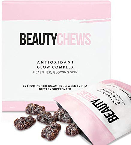 Beauty Chews Astaxanthin and Vitamin E Gummies - Collagen Boosting Antioxidant Gummy Bear Supplement for Immune Support, Anti-Aging Skincare Vitamins for Glowing Skin and Hair