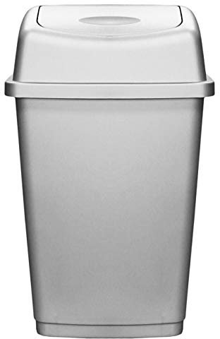 Muddy Hands 50 Litre Large Plastic Swing Bin Flip Top Home Kitchen Rubbish Waste Dustbin (Grey)