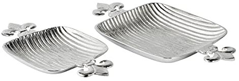 MichaelNoll Schale Lilie Dekoteller Deko Aluminium Silber - Moderne Dekoschale aus Metall - 44 oder 52 cm (52x29x6 cm)