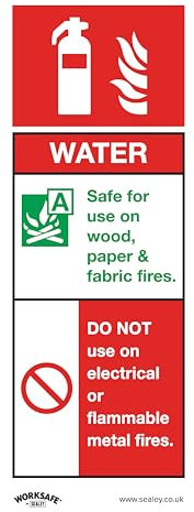 Sealey SS27P10 - Estintore ad acqua, cartello di sicurezza, in plastica rigida, confezione da 10