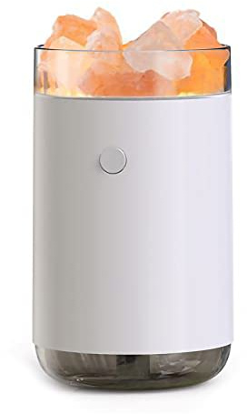Irishom Luftbefeuchter Aroma Diffuser Salzstein Lampe 260ml USB Salzkristalllampe Duftöldiffuser mit Licht für Schlafzimmer Büro