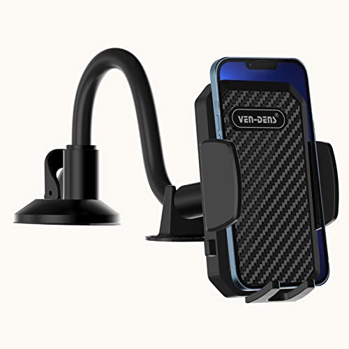 VEN-DENS Car Phone Holder for Windshield/Dashboard, Phone Mount for Truck | Car, Gooseneck Long Arm Sturdy Phone Mount with One Hand Operation for Samsung/iPhone/Huawei/Motorola/Nokia/OnePlus and more