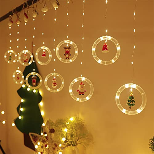 Weihnachtsdeko Fenster Beleuchtet Usb Timer, Led Lichtervorhang Sterne Innen, Weihnachtsbeleuchtung Fenster Bunt, Fensterdeko Weihnachten Lichterkette Warmweiß Aussen Ring Amerikanisch Balkon 3m (A)