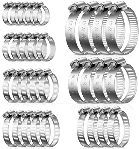 Leryati 6-51mm Schlauchschellen Edelstahl Set, 52 Stück Schlauchschelle 304 | 7 Größen Schellen Einstellbare Schlauchklemme Schlauchbinder Kleine Rohrschellen Schraubzwingen für Pool Waschmaschine Garten