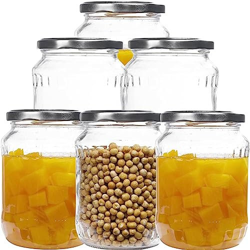 mikken 6x Einmachglas 720ml mit Deckel TO 82 silber inkl. Etiketten