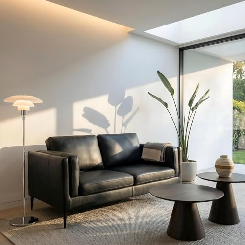 Furnhouse Valencia 2-Sitzer Sofa | Echtleder Schwarz | Taschenfederkern | Skandinavisch Design Modern – 2 Personen Couch (127 Characters)