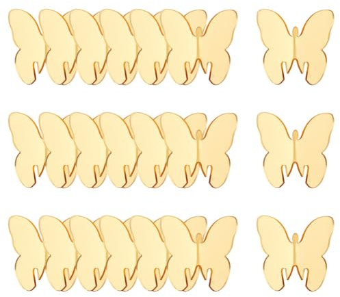FINGERINSPIRE 24 Pcs Etichette Da Bere In Acrilico Vuoto A Forma Di Farfalla 48mm Farfalla Tridimensionale Oro Partito Bere Tag Per Bevande In Acrilico Fai Da Te Per Matrimonio Degustazione Vino Festa