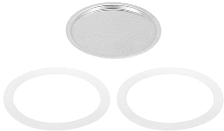 sourcing map Pièces de rechange pour cafetière expresso en aluminium avec 1 filtre et 2 joints d'étanchéité en silicone 81 x 71 x 4 mm pour cafetière moka de 12 tasses (argent)