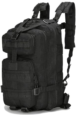 CINGHI LUSSO Sac a dos Militaire Sac a dos Tactique 25L Sac a dos Randonnee Homme sac Militaire pour Homme Multipoches Sac de Survie Sac a dos Voyage Sacs à dos Sports et Plein Air (Noir)