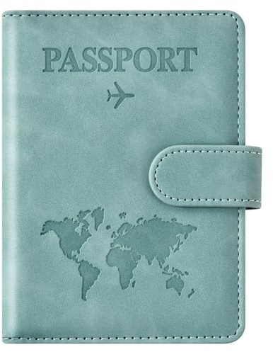 Eoehro Passport Holder for Travel Essentials, Passport Wallet Cover Case for Travel Must Haves Accessories,Passport Book Holders for Women and Men(light blue)