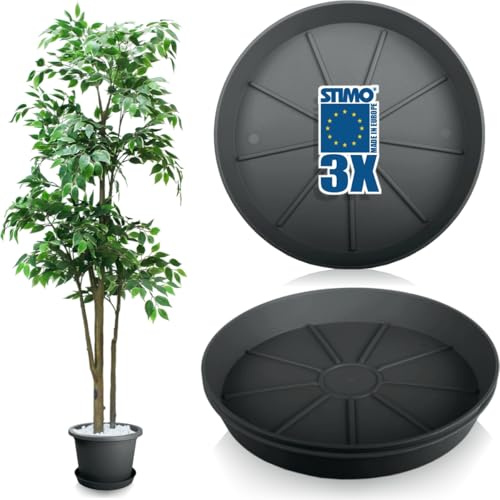 Stimo 3X Untersetzer für Blumentöpfe Ø 30 cm Grau Kunststoff Blumentopfuntersetzer (Anthrazit)
