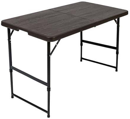 Hi-Gear Richmond Table with Powder Coated Steel Frame, Lightweight, Compact, Foldable, Collapsible, Outdoor Events, Camping, Picnics, Festivals, BBQs, Garden Parties, Carry Handle, Brown