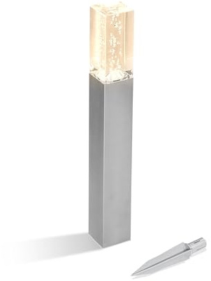 Esotec Solar Standleuchte Wegeleuchte Bubble Tower 50 LED Acrylblock 102555 | Solar Standleuchte 50cm, Acrylblock mit Luftblaseneffekt, warmweiß 3000K, Edelstahl, Leuchtdauer bis 8 Std, Akku wechselbar