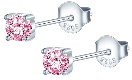 MOOFUN 4MM Zirkonia Ohrstecker Damen Ohrringe Stecker 925 Silber Ohrring Rosegold/Silber/Gold/Schwarz Erstohrstecker Ohrschmuck für Mama Freundin Mädchen Schwester Frauen Geschenk Geburtstagsgeschenk