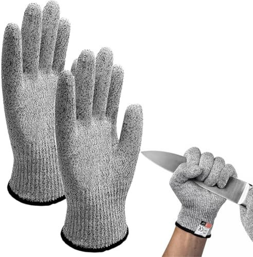 LAKJUOZ Gants De Travail,Gant Anti Coupure Gants De Travail,Protection De Niveau 5 Et Certifié En388 Gants,Légers,Gants De Coupe Pour Cuisine,Jardinage,L'Écaillage D'Huîtres,L'Assemblage,Gris,1 Paire(