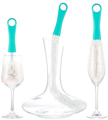3 Piezas Cepillo De Copa Vino,Cepillo para Limpiar Copas De Vino,Cepillo De Limpieza para Decantador De Vino, Herramienta De Limpieza Casa Multiuso para Copa,Copa De Champán,Taza,Vaso (Verde)