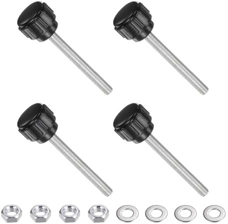 CoCud Knurled Thumb Screws, M4 Thread 40mm Thread Length, Plastic Clamping with Nuts Washers - (Applications: for Sawing Machines), 4-Set