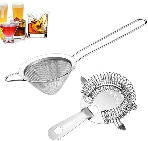 2 Pieces Fine Mesh Strainer, Cocktail Strainer, Fine Strainer, Kitchen Strainer, Stainless Steel Bartender Colander Filter, for Home Kitchen Tea Juice Bar Accessories