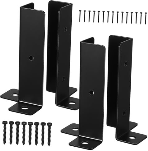 DOITOOL 4pcs Deck Post Base Brackets Fence Post Brackets Heavy Duty Metal Pergola Kit for Decking and Garden Fence Support Anchors