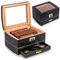 Cigar Humidors, Cedar Wood Humidor with Digital Hygrometer, Drawers, Humidifiers and Gold-Plated Hardwares. Cigar humidor Cabinet for Men Husband Father, 75 Cigars Capacity Black Color