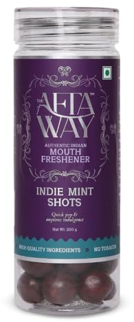 The AftaWay Indie Mint Shots 7.05 oz (200 gm) - Traditional Indian Paan With a Contemporary Twist, Fennel Seeds, Gulkand for Mouth Freshening, No Artificial Preservatives, Vegan, No Tobacco, Non-GMO, Indian Mukhwas