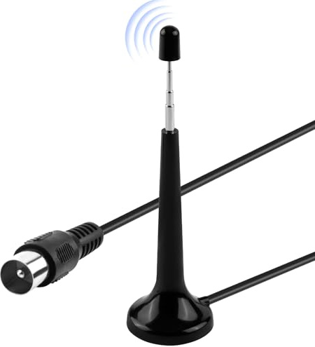 Antenna radio FM DAB Antenna radio DAB per sistema Hi-Fi Antenna TV telescopica per interni con base magnetica Cavo portatile da 3 metri Ricezione migliorata per sintonizzatori Amplificatori stereo