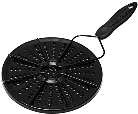 Plaque de Diffusion de Chaleur Noire en Émail pour Cuisinière à Gaz | Poignée Intégrée, Répartit la Chaleur, Compatible Pots en Fer et Céramique
