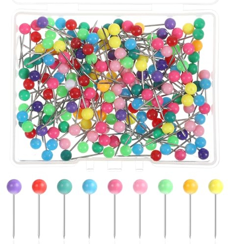 Lot de 200 épingles à tête ronde multicolores, punaises pour marquage de tissu et tableau en liège, boîte incluse