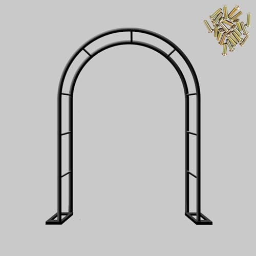 Grande arche de jardin en métal noir avec cadre en acier pour plantes grimpantes, treillis durable et support arqué pour décoration de jardin