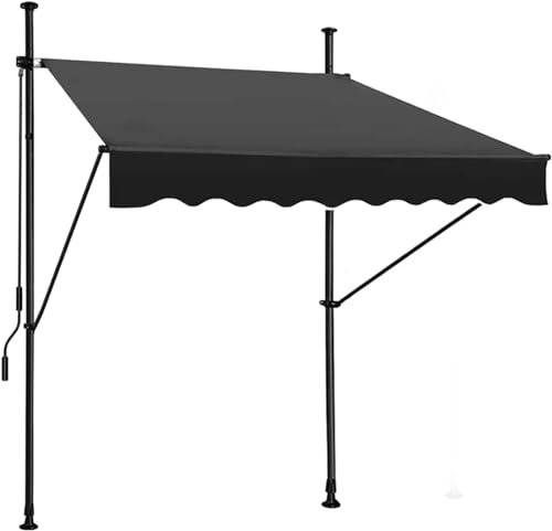 Auvent de porche, tente, auvent rétractable manuel, pare-soleil extérieur sans vis de 78 pouces, chapiteau de porte extérieure, auvents d'abri de voiture, pergola Pour Balcon, Resto, Café(Black)