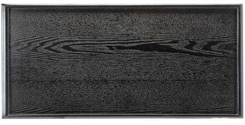36 x 22 Inches Extra Large Solid Wood Serving Tray for Tea Coffee Table Snack Food Meals Serving Plate Kitchen Party Bar Breakfast Server with Raised Edges Black Wooden Decorative Ottoman Tray