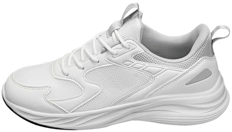 Barfotaskor för män, läder, trailskor, vattentäta, ventilerande, ergonomiska ortopediska låga sportskor, utomhus, bekväma vattensportskor, mjuka lätta vandringskängor sneakers, Vit, 43 EU