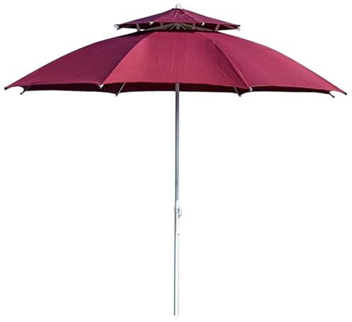 NOIRDA Parasol De Jardin À Double Toit, Parasol De Plage, Parasol De Terrasse À 8 Baleines, Parasol De Table De Marché, Parasol De Balcon avec Protection UV(Wine Red,3.0m)